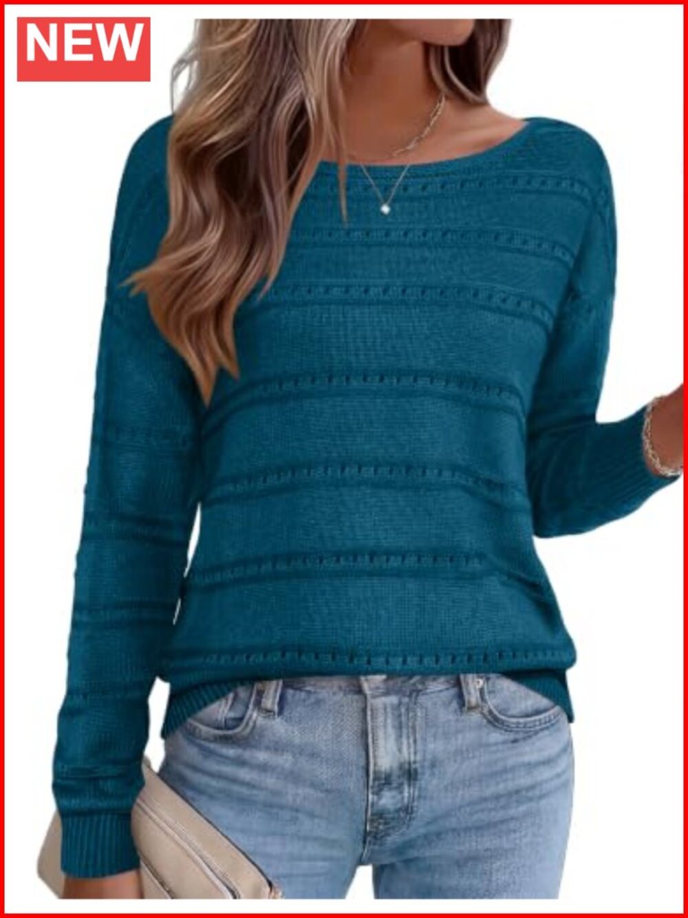 Women's Crochet Off Shoulder Boat Neck Pullover Sweater